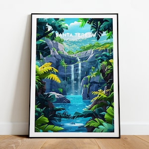 Santa Teresa traditional travel print - Costa Rica, Santa Teresa poster, Santa Teresa Art, Wall art, Santa Teresa