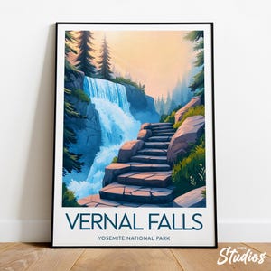 Vernal Falls travel print - Yosemite National Park, Vernal Falls print, Vernal Falls poster, Vernal Falls artwork, Waterfall print
