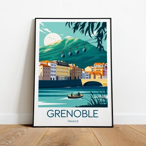 Impresión de viaje de Grenoble - Francia, póster de Grenoble, impresión de Grenoble, regalo de boda, texto personalizado, regalo personalizado