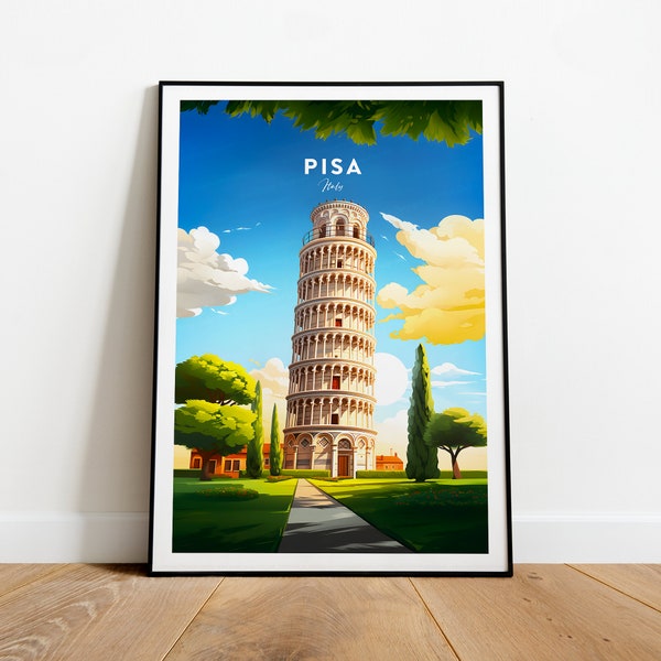 Impression de voyage traditionnelle de Pise - Italie, affiche de Pise, affiche d'Italie, impression de Rome, cadeau de mariage, affiche d'anniversaire