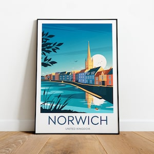 Norwich travel print - United Kingdom, Norwich poster, Wedding gift, Birthday present, Custom Text, Personalised Gift