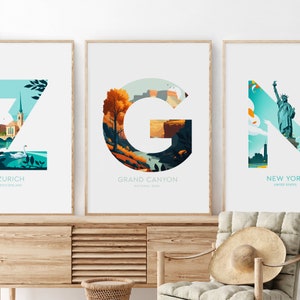 Beliebige Buchstaben + Beliebige Orte - Personalisiert, Alphabet-Buchstaben - Wählen Sie einen beliebigen Ort aus unserem Shop (NickStudios)