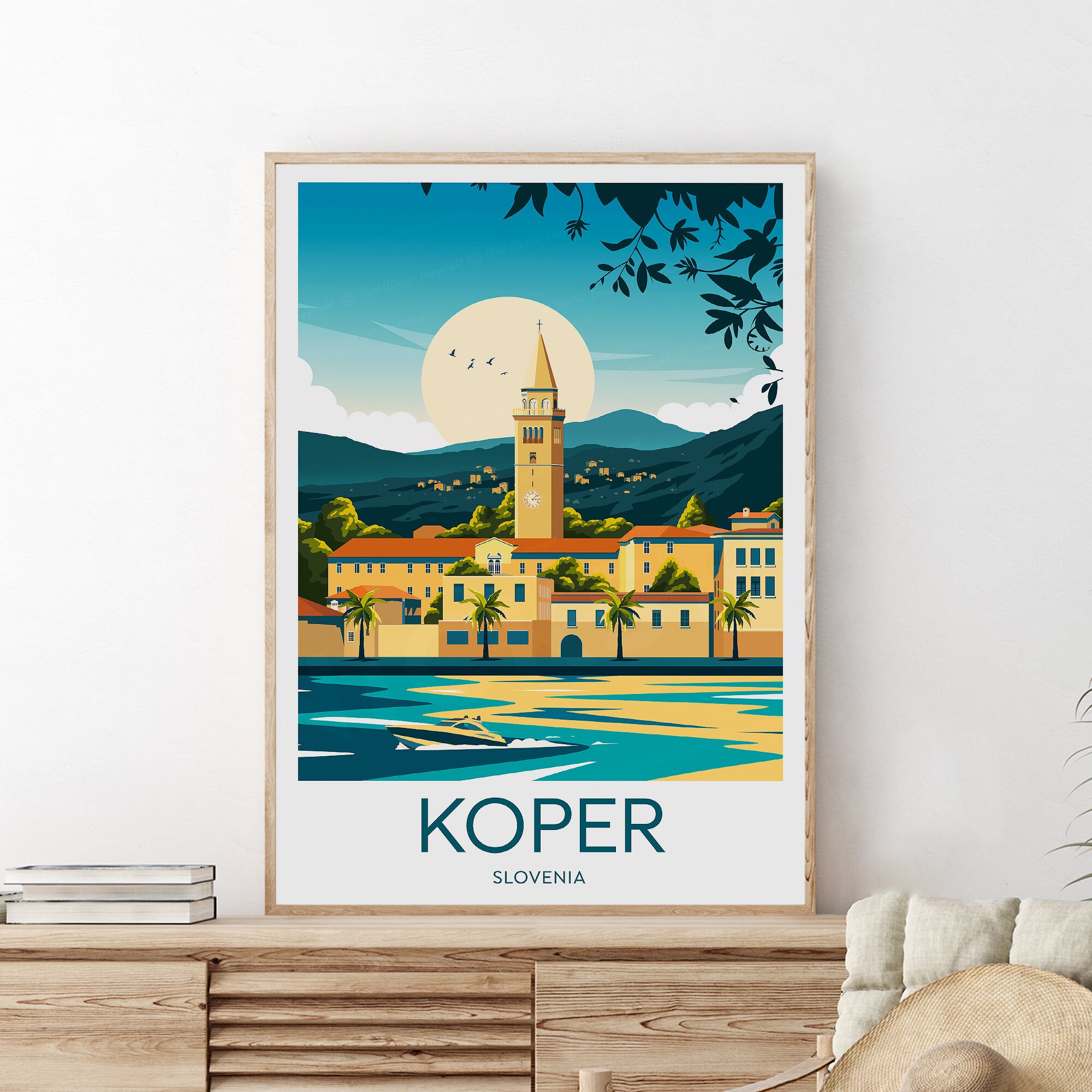 Discover Koper - Slovnie Croatie Paysage Voyage Vintage Poster