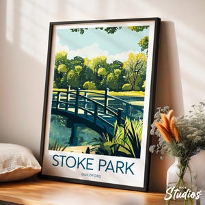 Stoke Park travel print - Guildford, Guildford poster, Guildford print, Guildford illustration, Wedding gift, Birthday present