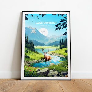 Lake District traditional travel print - National Park, Lake District print, Lake District poster by NickStudios