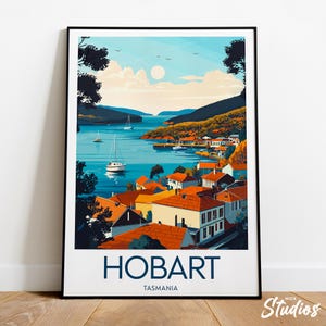 Hobart travel print - Tasmania, Hobart poster, Hobart artwork, Hobart travel print, Hobart illustration, Tasmania framed prints