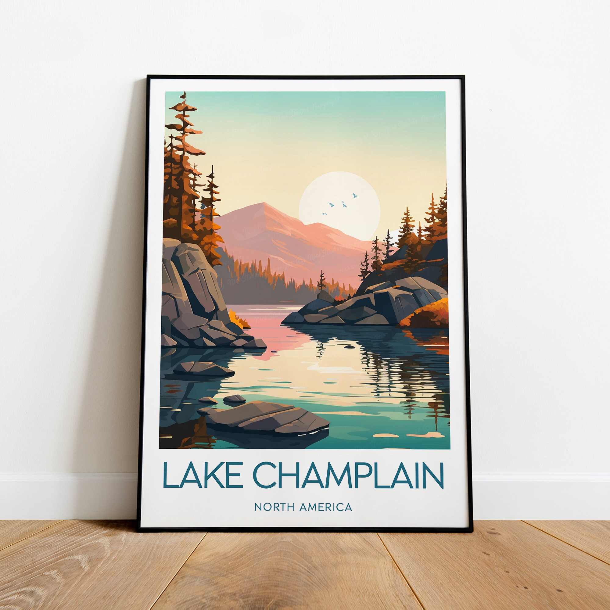 Lake Champlain travel print - North America, Lake Champlain poster, Lake Champlain print, Ohio print, Wedding gift, birthday present