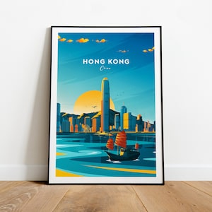 Honk Kong traditional travel print - China, Hong Kong poster, Wedding gift, Birthday present, Custom Text, Personalised Gift