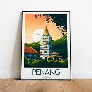 Penang travel print - Malaysia, Malaysia poster, Penang print, Wedding gift, Birthday present, Custom Text, Personalised Gift