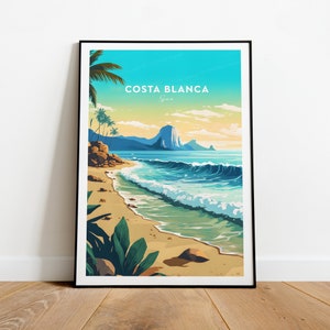 Impressão de viagem tradicional da Costa Blanca - Espanha, pôster da Costa Blanca, arte de parede da Costa Blanca, presente de aniversário, presente de casamento