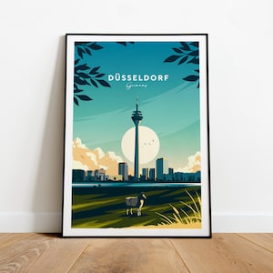 Düsseldorf Traditionelles Reisebild - Deutschland, Düsseldorf Poster, Düsseldorf Kunstwerk, Hochzeitsgeschenk, Geburtstagsgeschenk