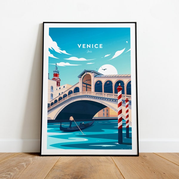 Venice traditional travel print - Italy, Venice poster, Venice artwork, Birthday present, Wedding Gift, Custom Text, Personalised Gift