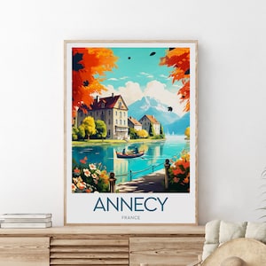 Annecy travel print - France, Annecy poster, Annecy print, Wedding gift, Custom Text, Personalised Gift