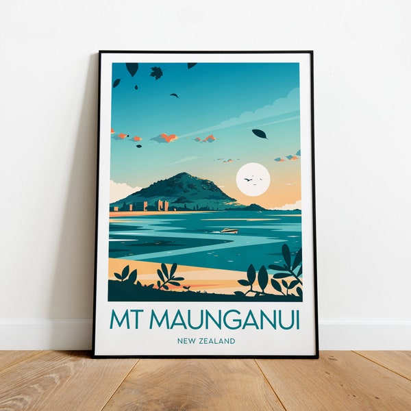 Mount Maunganui Reisedruck - Neuseeland, Mount Maunganui Poster, Neuseeland Druck, Hochzeitsgeschenk, Geburtstagsgeschenk