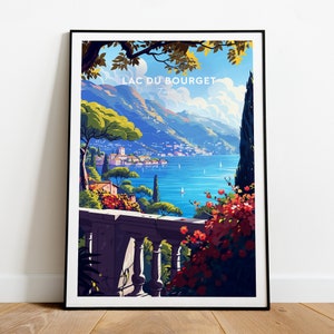 Lac Du Bourget traditional travel print - France, Lac Du Bourget print, Lac Du Bourget poster, Lac Du Bourget art, by NickStudios