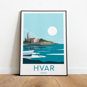 Hvar travel print Croatia, Hvar poster, Hvar print, Croatia poster, Wedding gift, Birthday Present, Custom Text, Personalised Gift image 1
