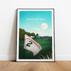 Pinehurst nr. 2 traditionele golfprint - North Carolina, aangepaste tekst, gepersonaliseerd cadeau