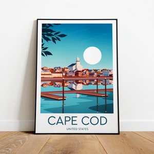 Impression de voyage Cape Cod - États-Unis, affiche Cape Cod, Massachusetts, cadeau d'anniversaire, cadeau de mariage, texte personnalisé, cadeau personnalisé