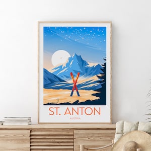St. Anton ski print - Austria, St. Anton poster, Wedding gift, Birthday present, Custom Text, Personalised Gift