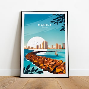 Manila traditional travel print - Philippines, Manila poster, Philippines, Wall art, Birthday gift, wedding gift