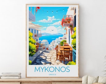 Mykonos travel print - Greece, Mykonos print, Mykonos poster, Wedding gift, Birthday present