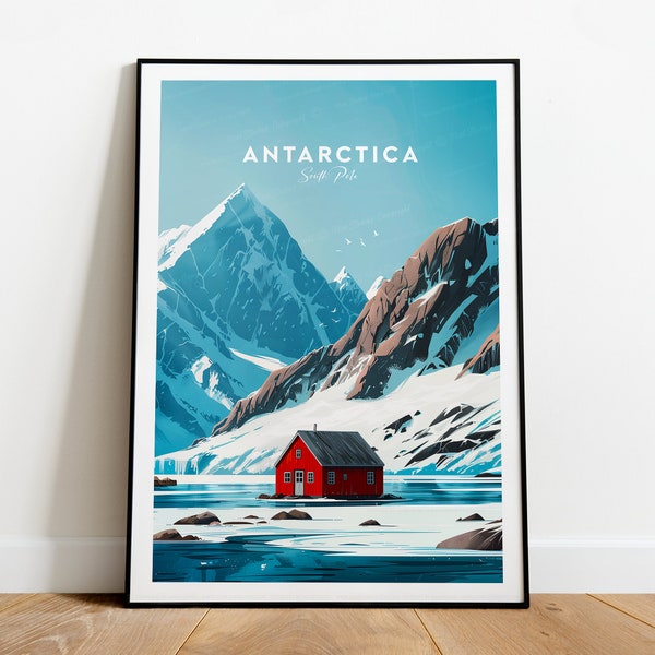 Impresión de viaje tradicional de la Antártida - Polo Sur, impresión de la Antártida, cartel de la Antártida, impresión de cabina, cartel del iceberg, regalo de cumpleaños