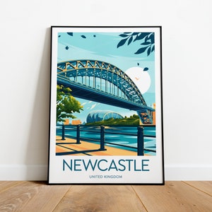 Newcastle travel print - United Kingdom, Newcastle poster, Wedding gift, Birthday present, Custom Text, Personalised Gift