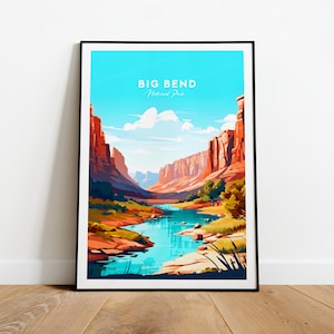 Big Bend traditional travel print - National Park, Texas poster, Wedding gift, Birthday present, Custom Text, Personalised Gift