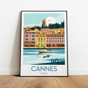 Cannes travel print - France, Cannes poster, France print, Wedding gift, Birthday present, Custom Text, Personalised Gift