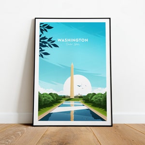 Washington traditional travel print - United States, Custom Text, Personalised Gift