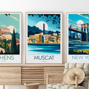 Muscat travel print - Oman, Muscat poster, Muscat print, Wedding gift, Birthday present, Custom Text, Personalised Gift