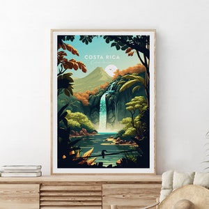 Costa Rica traditioneller Reisedruck, Costa Rica Plakat, San Jose Plakat, Vulkan Arenal, Hochzeitsgeschenk, Benutzerdefinierter Text, personalisiertes Geschenk