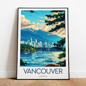 Impressão de viagem de Vancouver - Canadá, pôster de Vancouver, impressão de Vancouver, pôster de Vancouver, presente de casamento, presente de aniversário, texto personalizado