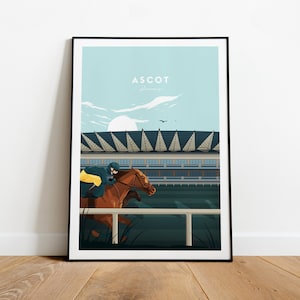 Ascot Racecourse traditional print - Uk, Ascot poster, Ascot print, Racing print, Birthday Present, Wedding gift
