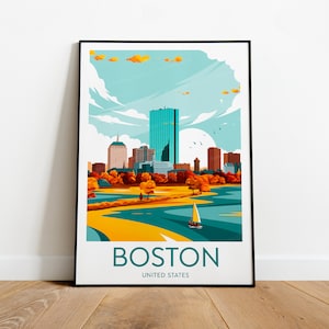 Boston travel print - United States, Boston poster, Boston print, Massachusetts print, Wedding gift, birthday present