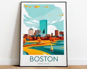 Impression de voyage à Boston - États-Unis, affiche Boston, impression Boston, impression Massachusetts, cadeau de mariage, cadeau d'anniversaire