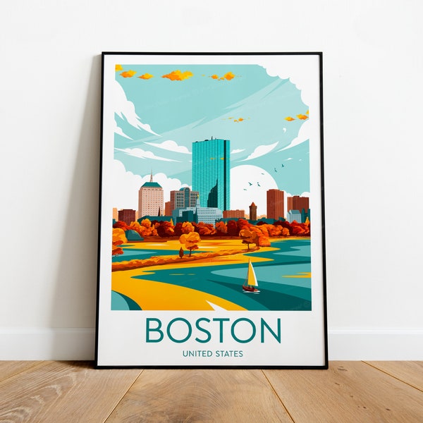 Boston travel print - United States, Boston poster, Boston print, Massachusetts print, Wedding gift, birthday present
