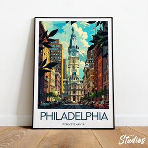 Impression de voyage à Philadelphie - Pennsylvanie, impression de Philadelphie en Pennsylvanie, affiche des Etats-Unis, art de la Pennsylvanie, texte personnalisé, cadeau personnalisé