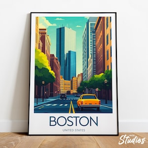 Boston travel print - United States, Boston poster, Boston  illustration, Boston print, Massachusetts print, Wedding gift, birthday present