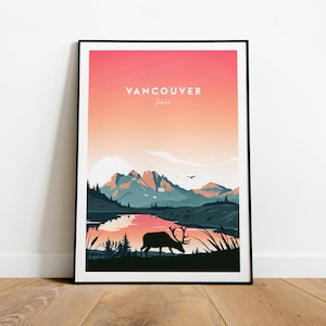 Vancouver Island traditional travel print, Custom Text, Personalised Gift