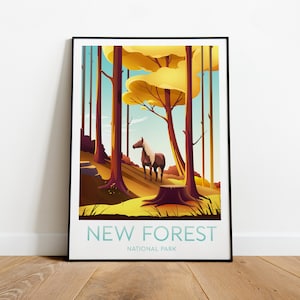 New Forest reisprint Nationaal Park, aangepaste tekst, gepersonaliseerd cadeau afbeelding 1
