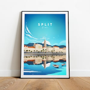 Split traditional travel print - Croatia, Split poster, Split print, Hvar poster, Trogir print, Dubrovnik print, Wedding gift