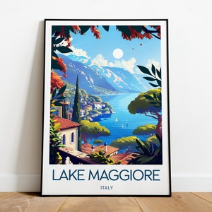 Impression de voyage sur le lac Majeur - Italie, impression du lac Majeur, affiche du lac Majeur, impression d'Italie, cadeau de mariage, texte personnalisé, cadeau personnalisé