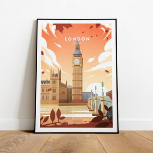 London traditional travel print - England, London poster, Big Ben print, Wedding gift, Birthday present, Custom Text, Personalised Gift