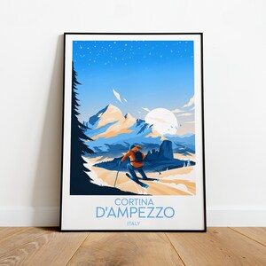 Cortina d&#39;ampezzo travel print - Italy, Cortina d&#39;ampezzo  poster, Ski poster, Ski resort print, ski, Wedding gift, Birthday present