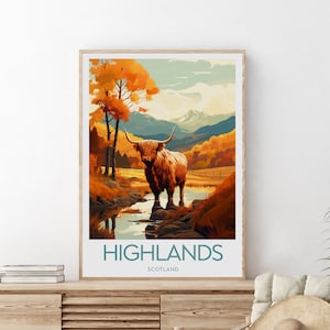 Highlands travel print - Scotland, Scottish Highlands poster, Wedding gift, Birthday present, Christmas gift
