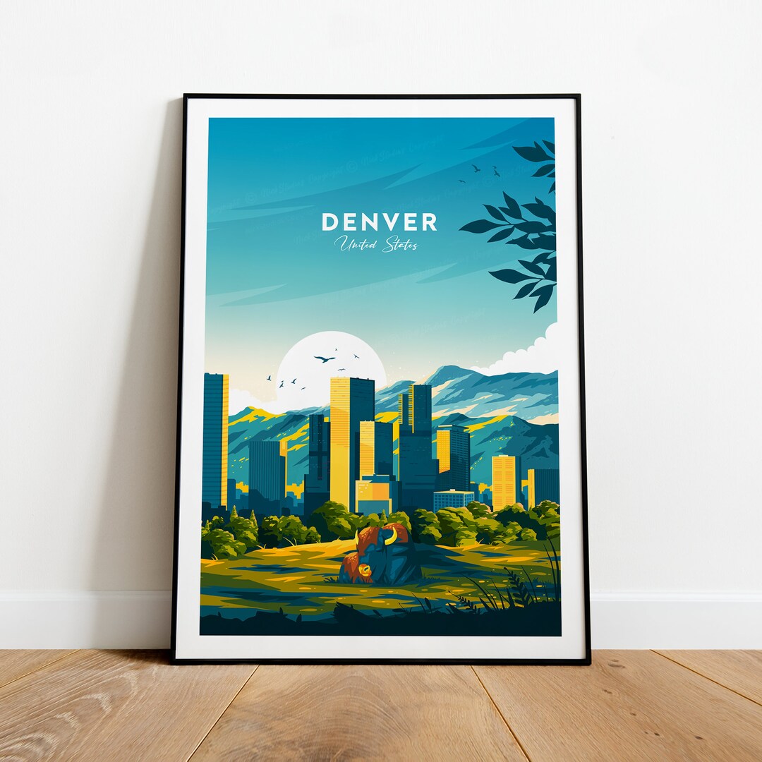 Denver Traditional Travel Print United States Denver Etsy