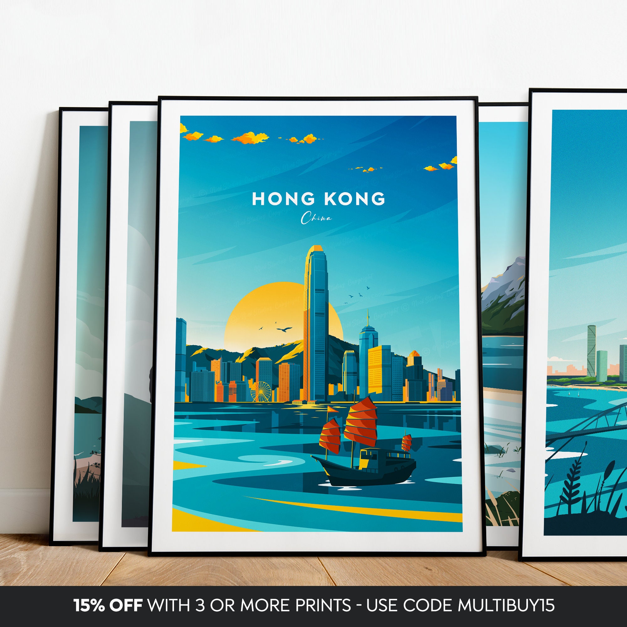 Discover Honk Kong traditional travel print - China, Hong Kong poster, Wedding gift, Birthday present