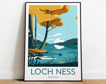 Loch Ness travel print - Scotland, Custom Text, Personalised Gift