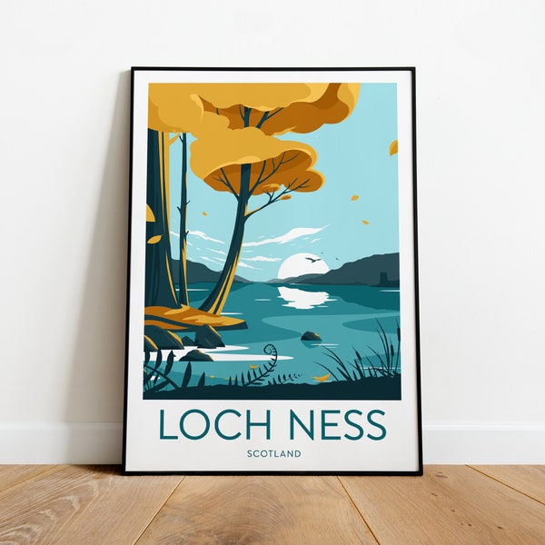 Loch Ness travel print - Scotland, Custom Text, Personalised Gift